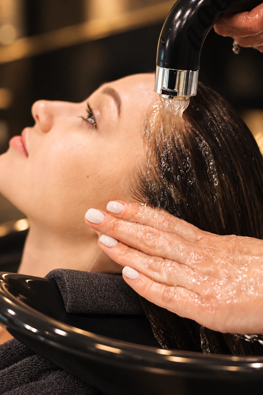 Scalp rinse with flowing water