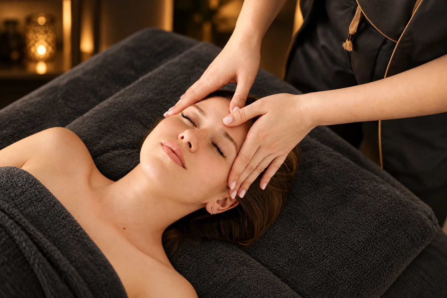 Relaxing head and temple massage